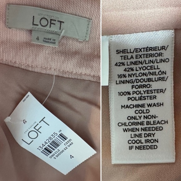 NWT LOFT Peach Linen Blend Mini Skirt Pockets Women’s Size 4 Spring Romantic - Picture 9 of 9